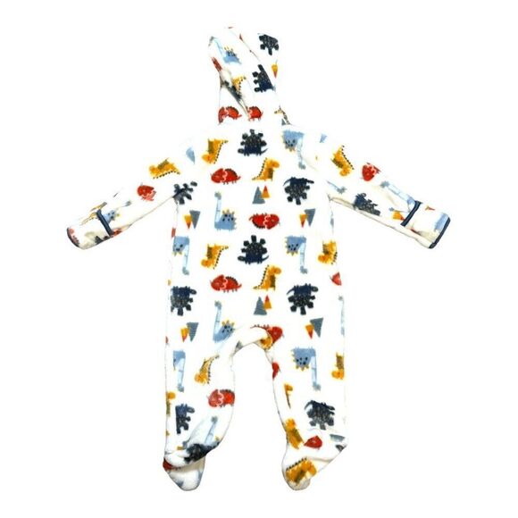Baby Gear 6-9M Hooded Dinosaur Print Baby Footed Pajamas Zip Up Hoodie Gift - Picture 4 of 4